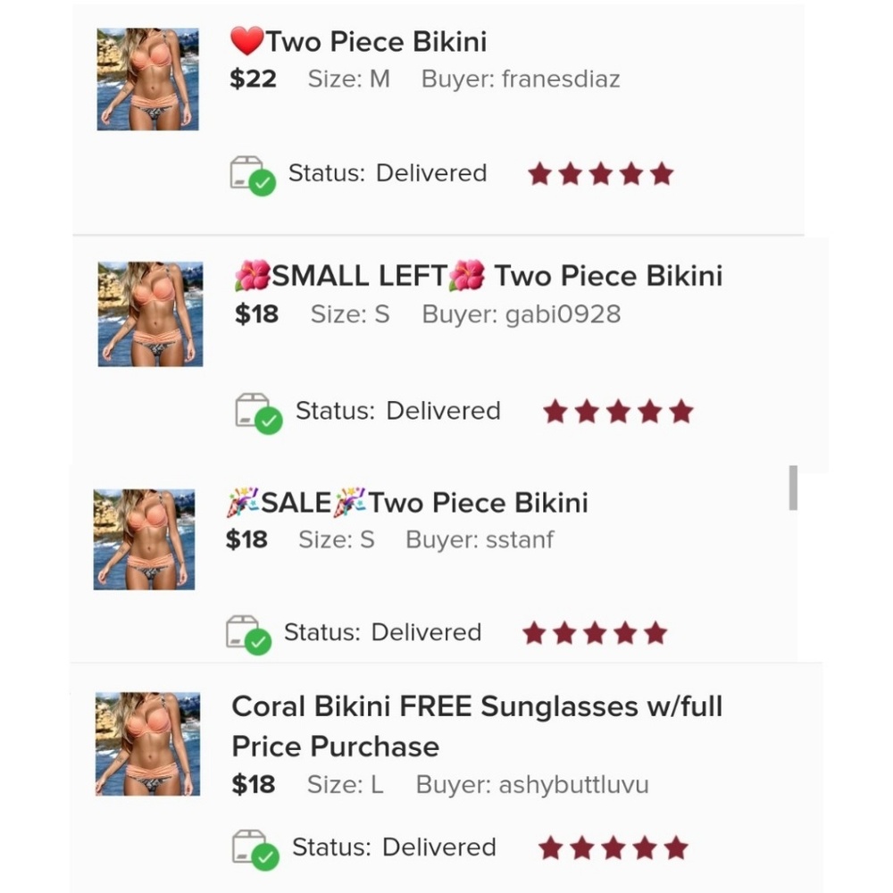 🌹SMALL LEFT🌹Coral Bikini - Picture 4 of 4